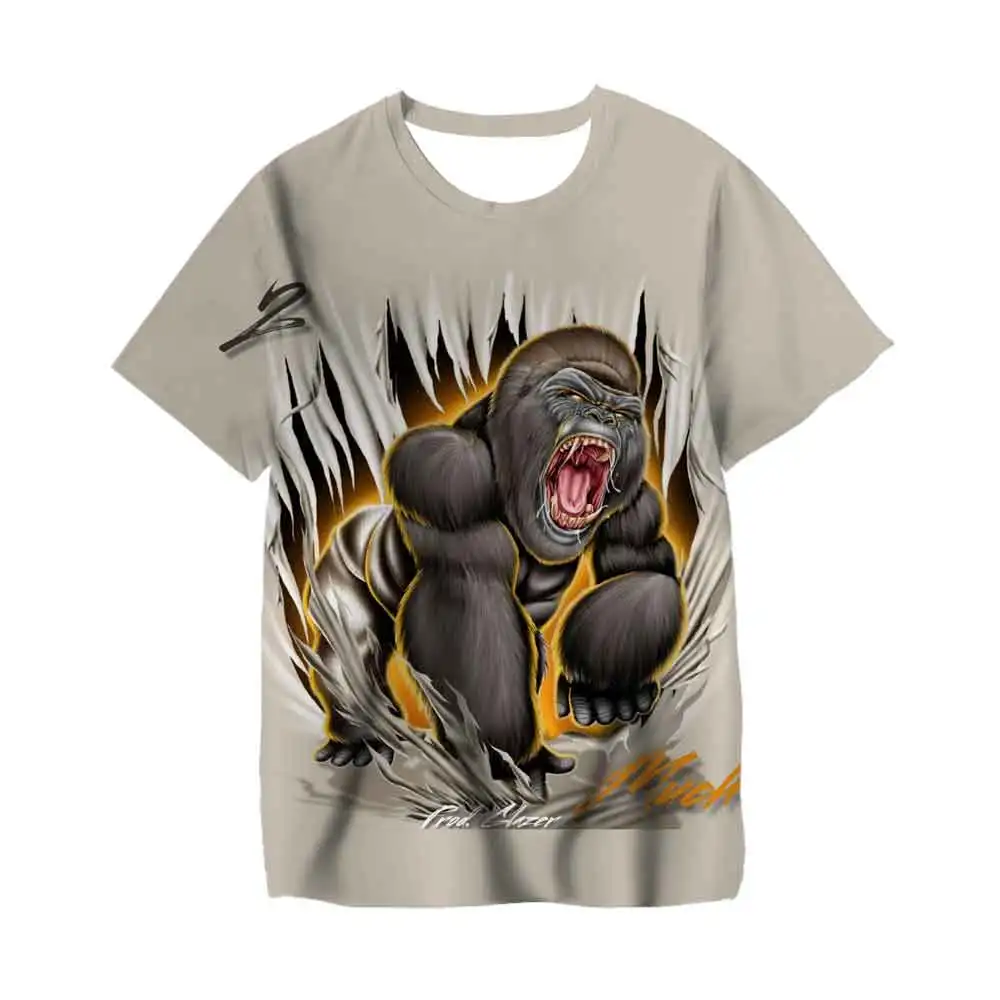 

Новинка 2021, мужские футболки с объемным дизайном, футболка с изображением тигра, Льва, орангутана, модная необычная оригинальная забавная и ...
