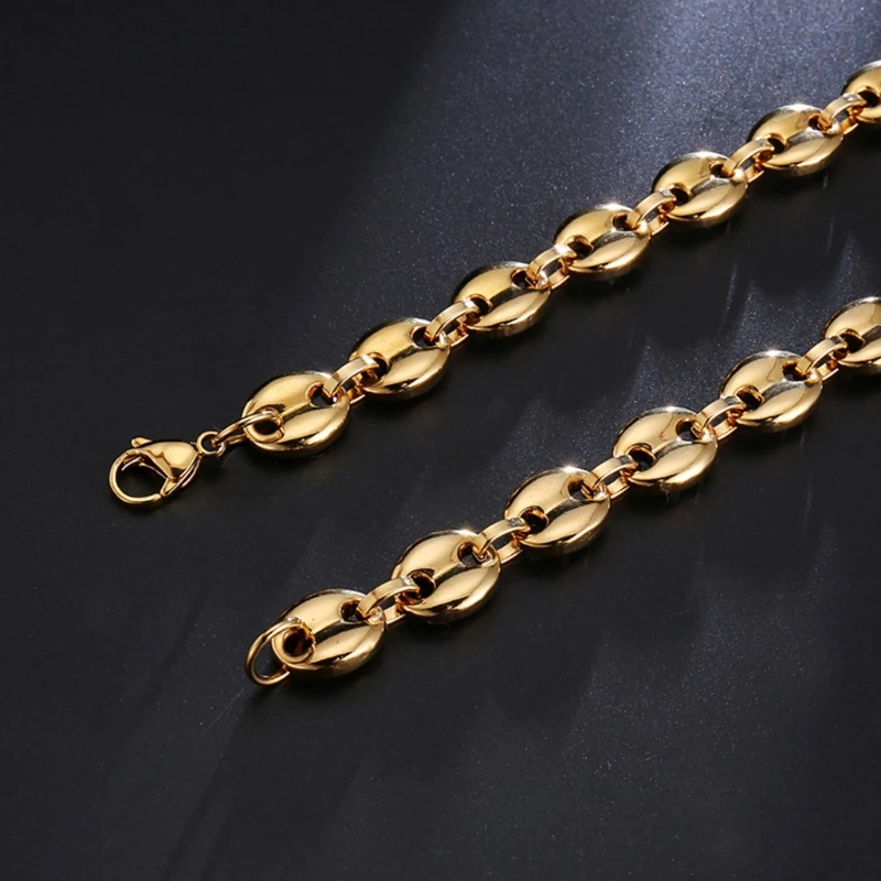 11mm Coffee Beans Chains Bracelets Stainless Steel Necklaces for Men Women Hiphop Statement Charm Jewelry Gifts
11mm Coffee Beans Chains Bracelets Stainless Steel Necklaces for Men Women Hiphop Statement Charm Jewelry Gifts