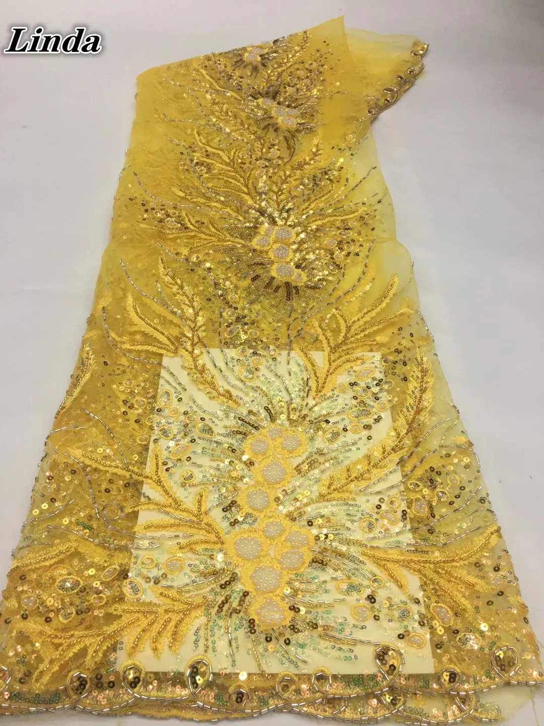 Luxury Beaded African Lace Fabric 5 Yards High Quality French Net Sequin Embroidery Nigerian Wedding Asoebi Lace Material 2021 
Luxury Beaded African Lace Fabric 5 Yards High Quality French Net Sequin Embroidery Nigerian Wedding Asoebi Lace Material 2021