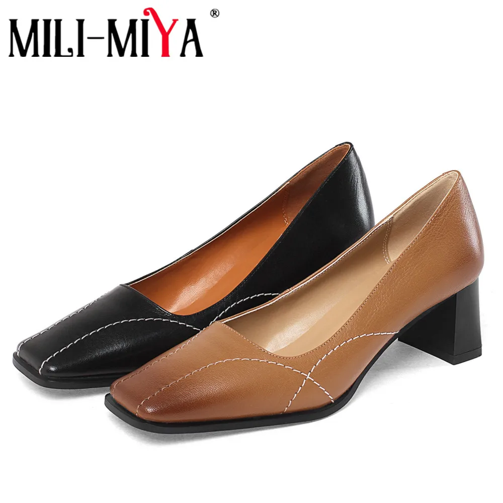 MILI-MIYA New Arrival Women Full Genuine Leather Pumps Fashion Square Toe Comfortable Thick Heels Solid Color Size 34-40
MILI-MIYA New Arrival Women Full Genuine Leather Pumps Fashion Square Toe Comfortable Thick Heels Solid Color Size 34-40