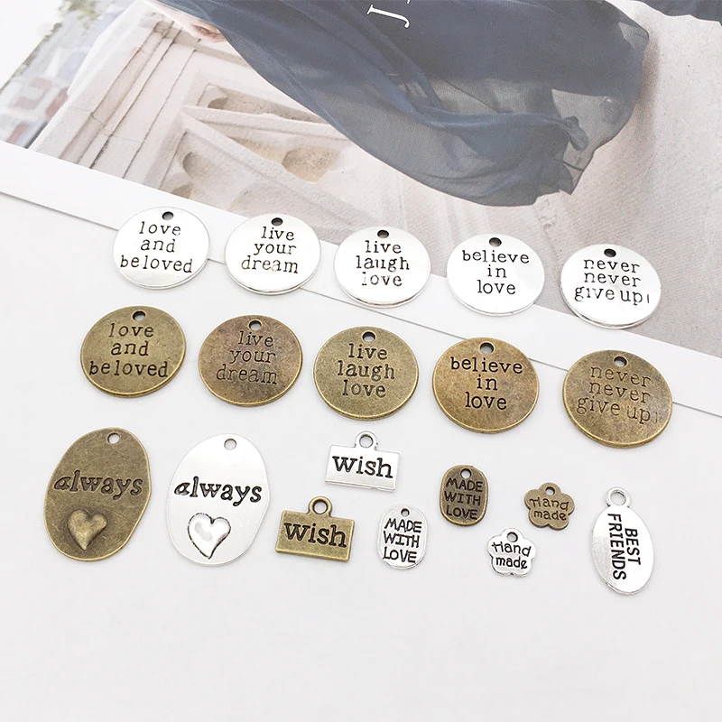 20Pcs Words Charms Pendants DIY Jewelry Making Alloy Findings Accessory For Necklaces Earrings
20Pcs Words Charms Pendants DIY Jewelry Making Alloy Findings Accessory For Necklaces Earrings