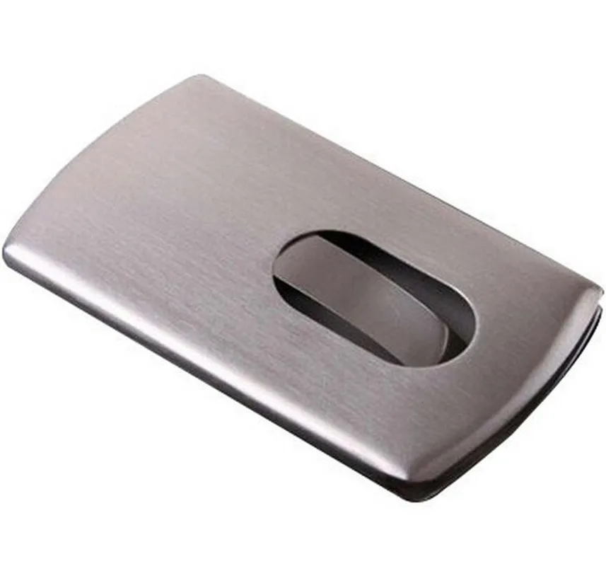 

2020 new spot credit card holder card box hand push metal brushed business card holder all stainless steel card holder