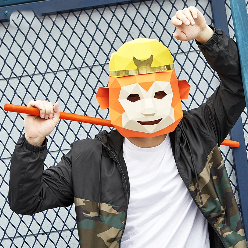 3D Paper Animal Monkey King Monkey Head Mask Headgear Halloween Cosplay Props Woman Men Party Role Play Dress Up DIY Craft Masks
3D Paper Animal Monkey King Monkey Head Mask Headgear Halloween Cosplay Props Woman Men Party Role Play Dress Up DIY Craft Masks