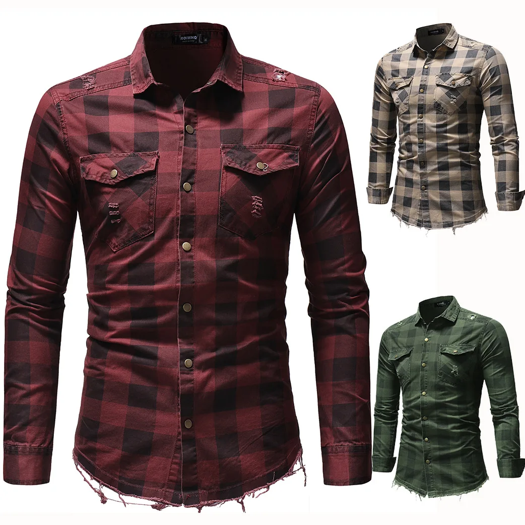 Men's Shirt Slim Fit Button Plaid with Pocket Long Sleeve Tops Blouse Spring Autumn Winter Button Casual Long Sleeve Jean Fabric
Men's Shirt Slim Fit Button Plaid with Pocket Long Sleeve Tops Blouse Spring Autumn Winter Button Casual Long Sleeve Jean Fabric