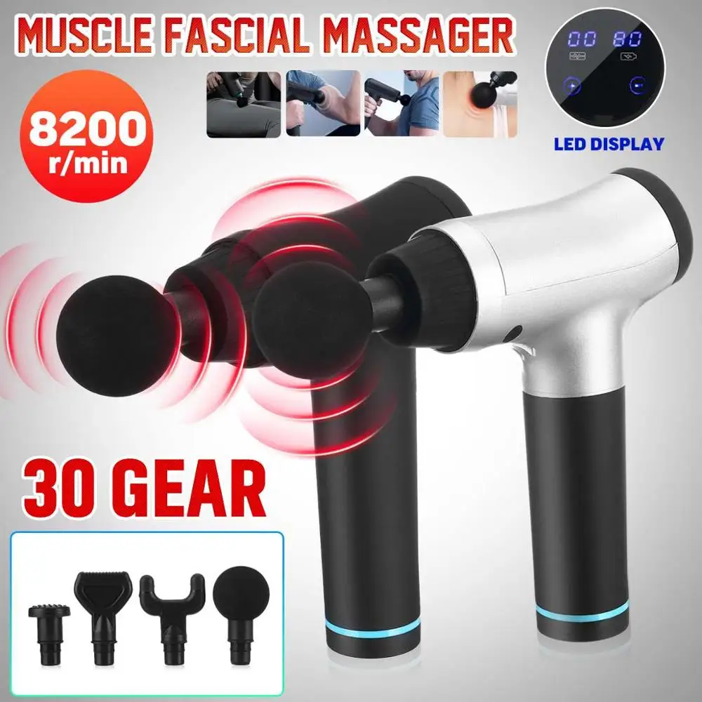 30Gears Adjustable Electric Massage Gun 8200r/min Fascial Body Massager Gun USB Muscle Relaxation Vibration Pain Relief Machine
30Gears Adjustable Electric Massage Gun 8200r/min Fascial Body Massager Gun USB Muscle Relaxation Vibration Pain Relief Machine