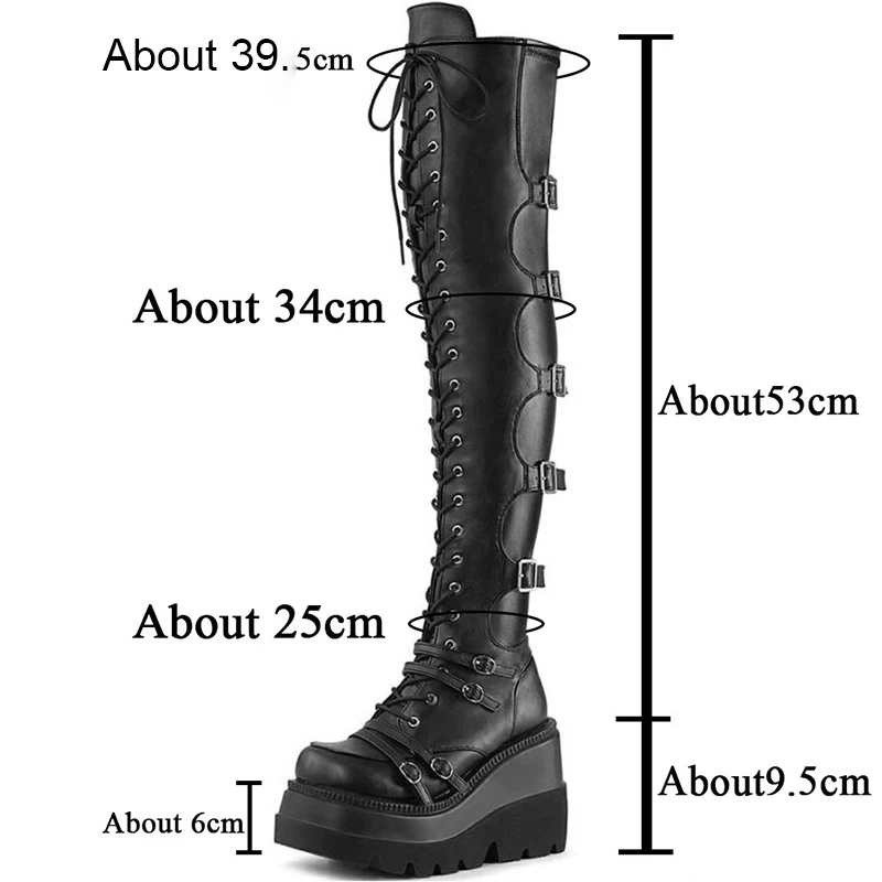 Women's High Boots Hot Knee High Heels Platform Buckle Lace Up Thick Bottom Wedges Ladies Boots Street Vintage Cool Female Shoes
Women's High Boots Hot Knee High Heels Platform Buckle Lace Up Thick Bottom Wedges Ladies Boots Street Vintage Cool Female Shoes