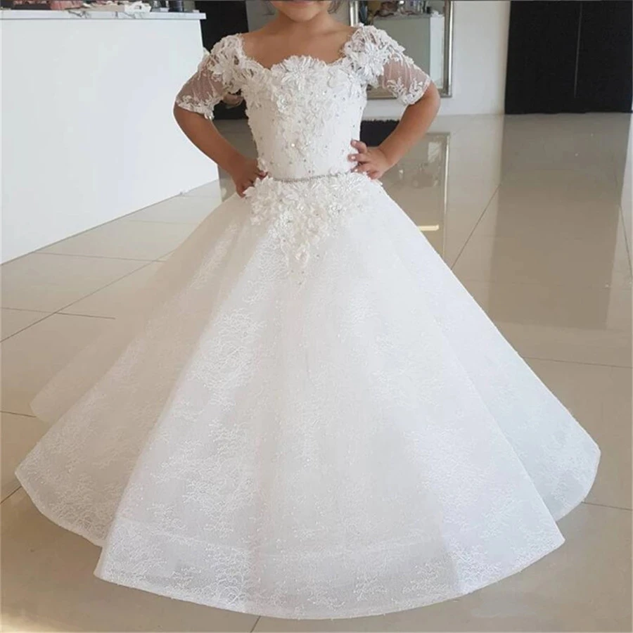 White Sweet Flower Girl Dress Applique Floor Length Organza Sleeveless For Wedding Girl Pageant Holy Communion Prom Dress
White Sweet Flower Girl Dress Applique Floor Length Organza Sleeveless For Wedding Girl Pageant Holy Communion Prom Dress