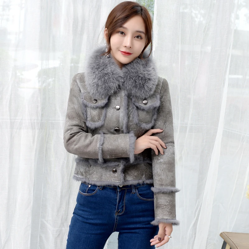 Double Faced Coat Female Fox Collar Natural Rabbit Fur Coats 2020 Winter Women Genuine Leather Jacket MY
Double Faced Coat Female Fox Collar Natural Rabbit Fur Coats 2020 Winter Women Genuine Leather Jacket MY