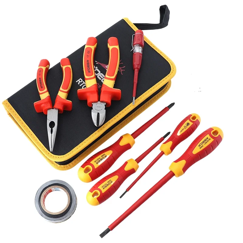 

Hi-Spec Insulated Pliers And Screwdriver Set VDE 1000V Approved Magnetic Screwdriver Industry Plier Electrician Hand Tool Set
