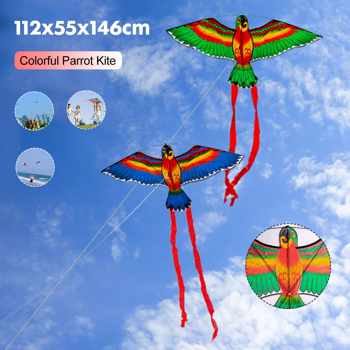 110x55cm Colorful Parrot Kite Flying Toys Children Outdoor Game Activities Kites for Adults Professional
110x55cm Colorful Parrot Kite Flying Toys Children Outdoor Game Activities Kites for Adults Professional