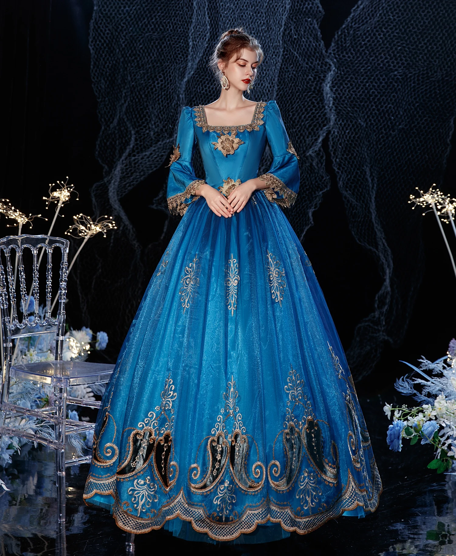 

18th Blue Victorian Court Retro Baroque Clothing Renaissance Vintage Inspired Rococo Marie Antoinette Costume Prom Dress