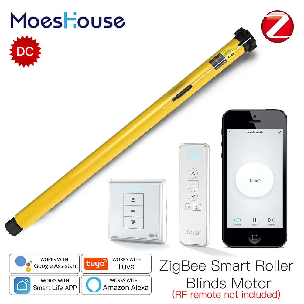 Автоматический 25 мм смарт ZigBee трубчатый рольставни двигатель DC RF433 Дистанционное