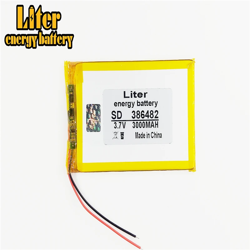 3.7V 3000mAh 386482 Lithium Polymer Li-Po li ion Rechargeable Battery cells For Mp3 MP4 MP5 GPS mobile bluetooth
3.7V 3000mAh 386482 Lithium Polymer Li-Po li ion Rechargeable Battery cells For Mp3 MP4 MP5 GPS mobile bluetooth