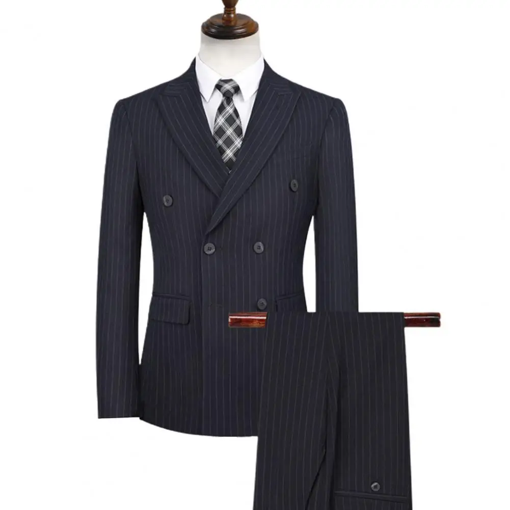 2021 New Men Business Suit Double Breasted Striped Lapel Formal Blazer Pants Suit Set Two Pieces costume homme костюм мужской
2021 New Men Business Suit Double Breasted Striped Lapel Formal Blazer Pants Suit Set Two Pieces costume homme костюм мужской