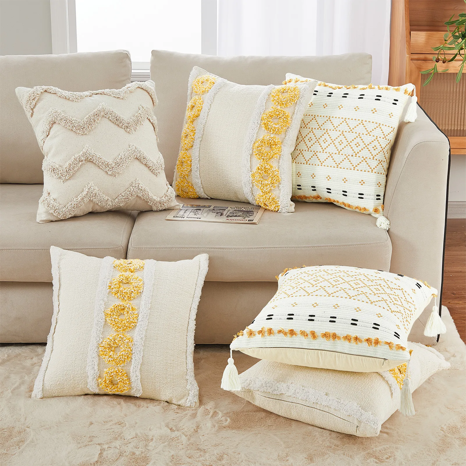 Tassel Cushion Cover 45x45cm Yellow Beige Moroccan Style Sofa Bed Pillowcase Beige Christmas New Year 2021 Home Decoration
Tassel Cushion Cover 45x45cm Yellow Beige Moroccan Style Sofa Bed Pillowcase Beige Christmas New Year 2021 Home Decoration
