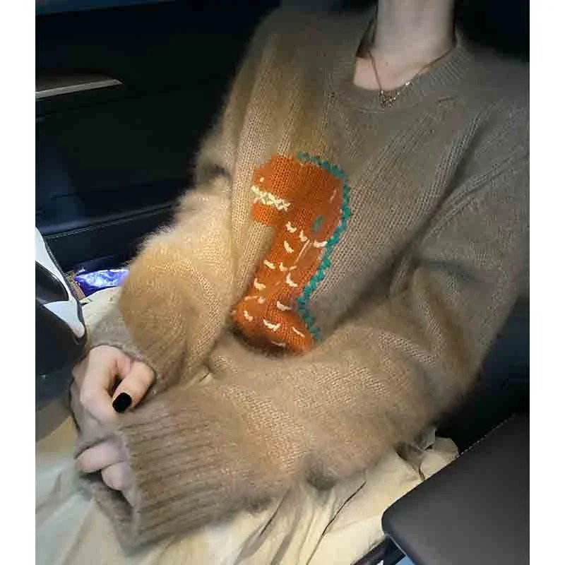 2021 autumn exotic little dinosaur jacquard mohair sweater women's winter Korean version loose and thin versatile Knitted Top
2021 autumn exotic little dinosaur jacquard mohair sweater women's winter Korean version loose and thin versatile Knitted Top