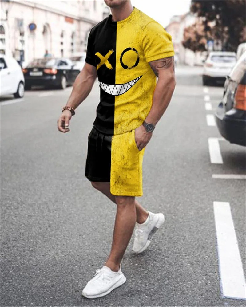 2021 Summer Casual Sportswear Men's Suit T-Shirt+Shorts Matching Sets Demon Smiley Print Men's Clothing XO O-Neck Tops Outfits
2021 Summer Casual Sportswear Men's Suit T-Shirt+Shorts Matching Sets Demon Smiley Print Men's Clothing XO O-Neck Tops Outfits