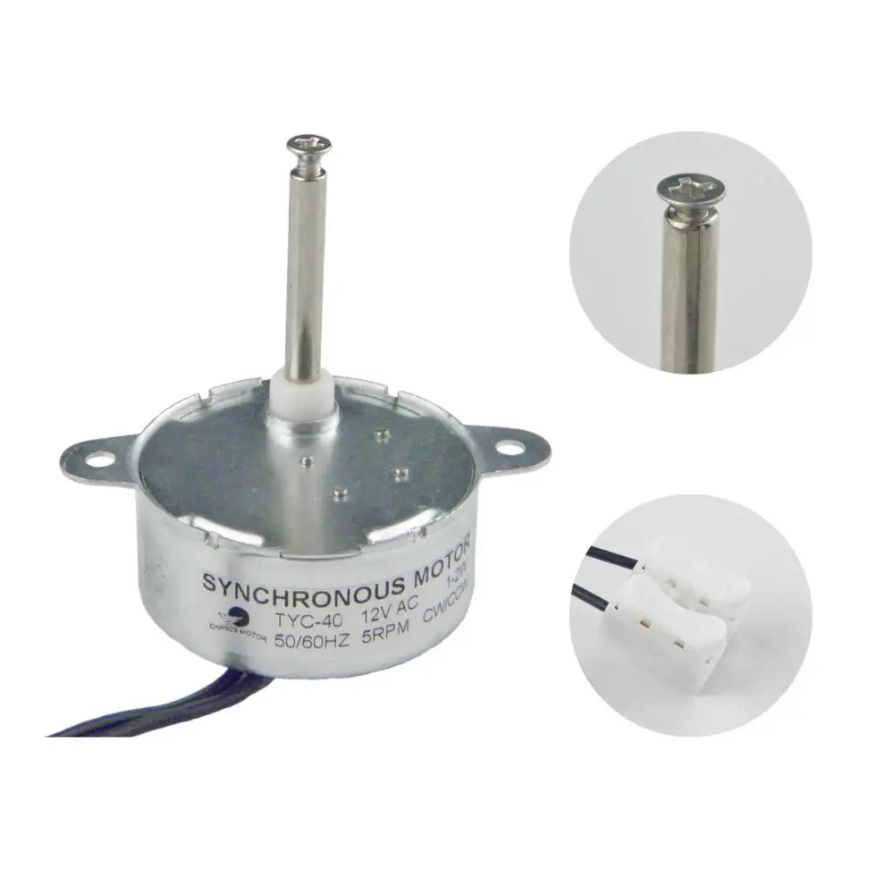 Synchronous Motor TYC-40 AC 12V 5RPM Inner-Screw Shaft Length 33mm for Decoration
Synchronous Motor TYC-40 AC 12V 5RPM Inner-Screw Shaft Length 33mm for Decoration