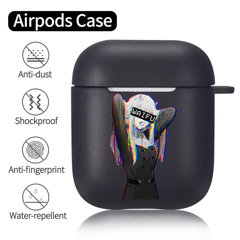 Аниме Waifu девушкая силиконовая чехол для Apple Airpods 1 2 s мягкая черная крышка