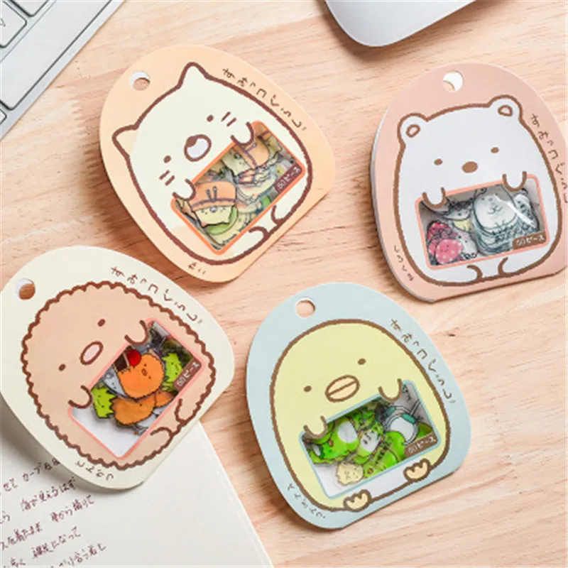 50pcs/Pack Cartoon Cute Cat Duck Sticker Children Toys Anime Gift for DIY on Book Laptop Mobile Phone Skateboard Kids Stickers | Игрушки и