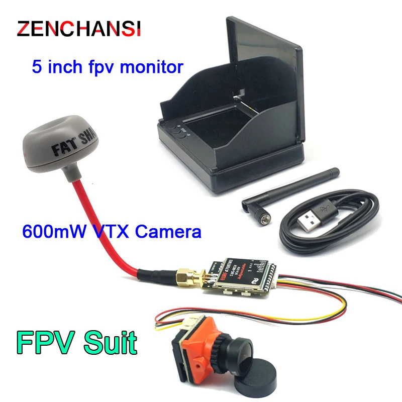 Передатчик zenchsi 5 8G FPV 600 мВт с использованием фотовспышки зеленой антенной и