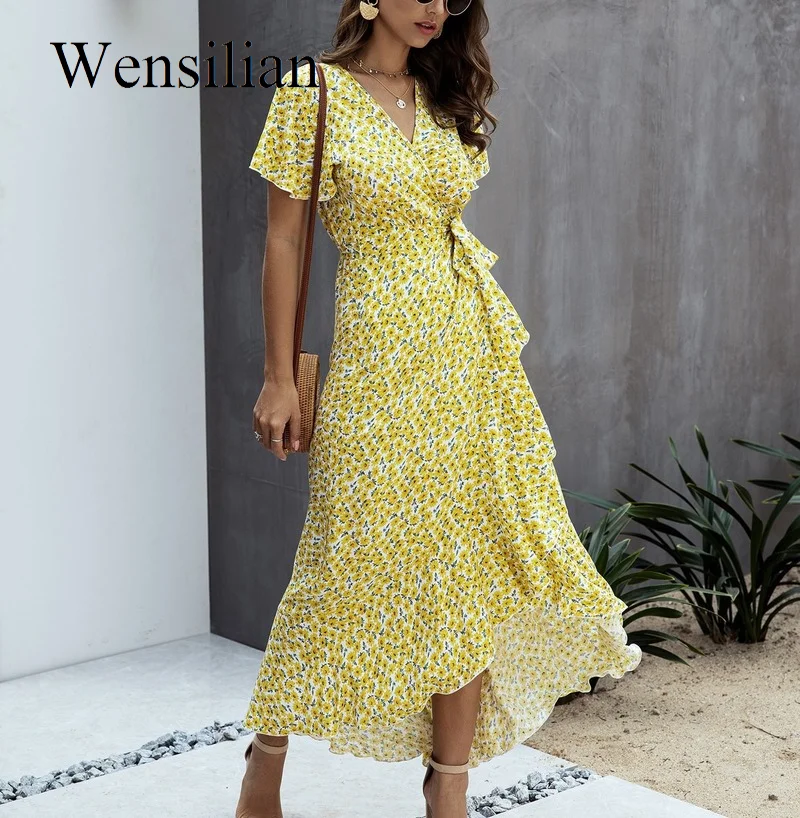 Summer Maxi Dress Women Polka Dot Sexy V Neck Ruffles Short Sleeve Long Dress Beach Sundress Ladies Retro Holiday Dresses 2021
Summer Maxi Dress Women Polka Dot Sexy V Neck Ruffles Short Sleeve Long Dress Beach Sundress Ladies Retro Holiday Dresses 2021