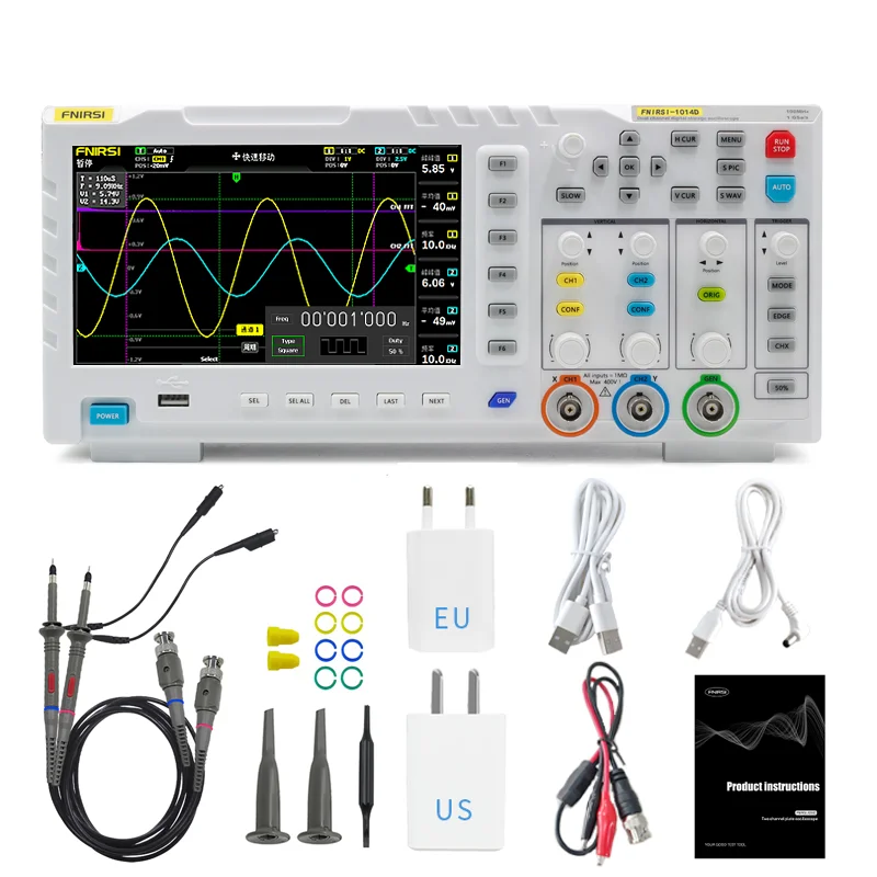 FNIRSI-1014D 100MHz Digital Oscilloscope 2 In 1 Dual Channel Input Signal Generator 100MHz* Ana-log 1GSa/s Sampling Rate | Инструменты