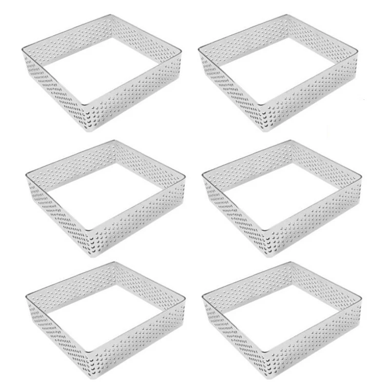 6PCS Square Stainless Steel Porous Tart Ring Bottom Tower Pie Cake Mould Baking Tools French Baking Household Tart Ring
6PCS Square Stainless Steel Porous Tart Ring Bottom Tower Pie Cake Mould Baking Tools French Baking Household Tart Ring