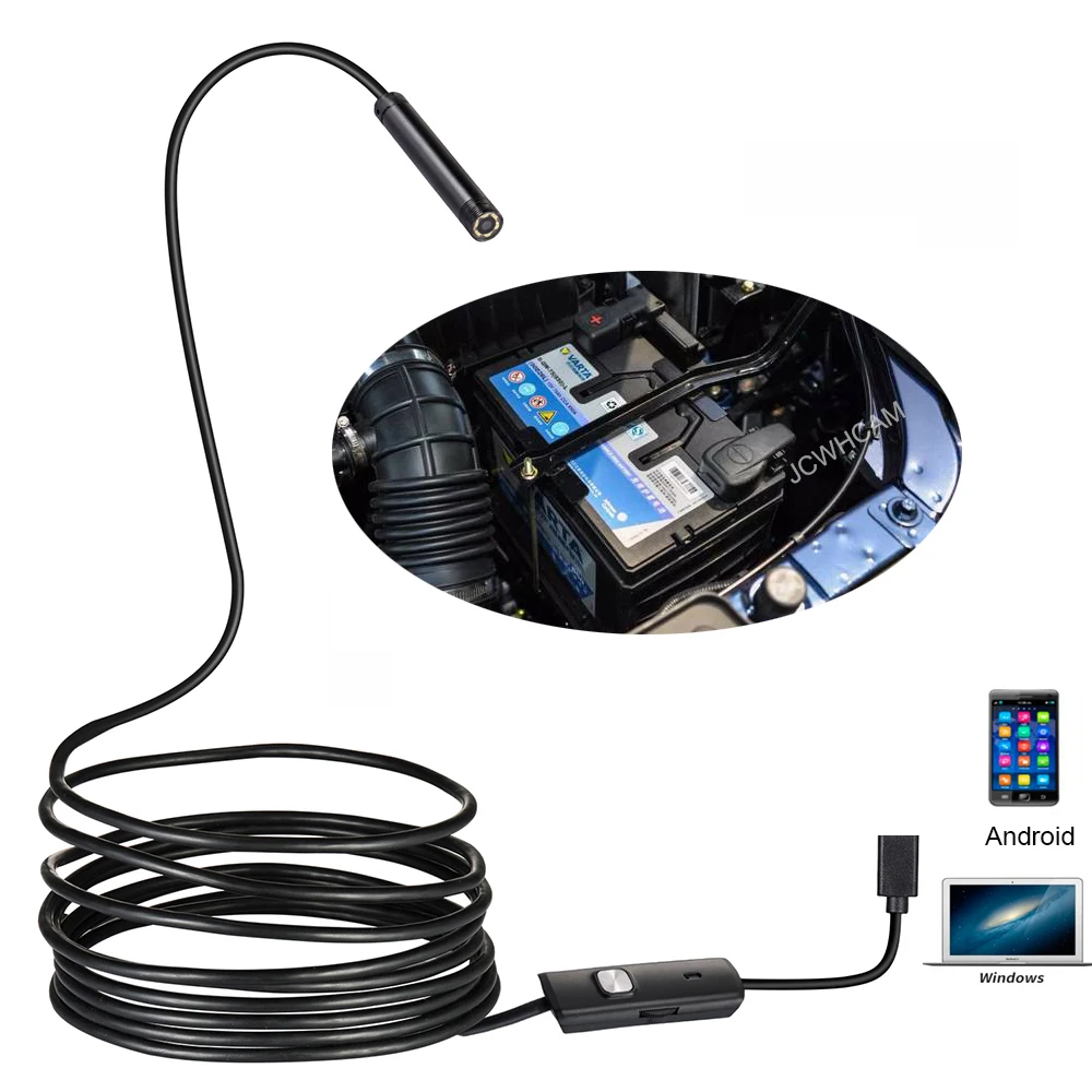 Эндоскоп 8 мм объектив 1 м/2 м/5 м змеиная проволока USB бороскоп мини камера для ПК