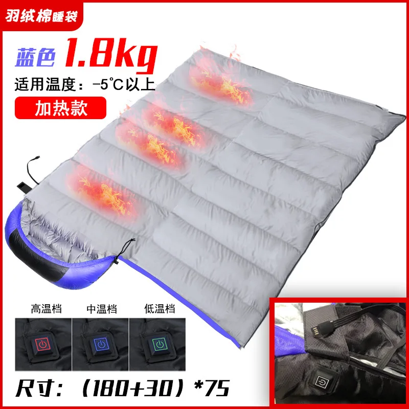 

200x75cm Mummy Winter Sleeping Bag Cotton Electrical Heated Sleeping Bag Outdoor Traveling Sleeping Bag Waterproof -40