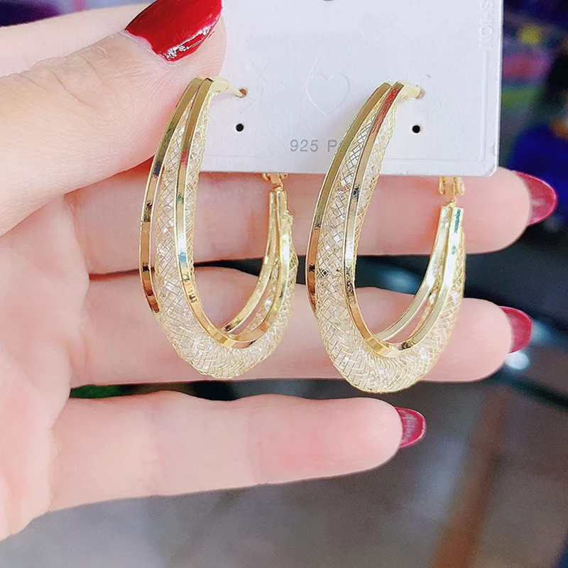 Mesh Crystal Earrings Korean Version of 925 Silver Needle Temperament Geometric Earrings Personality Exaggerated Circle Earrings
Mesh Crystal Earrings Korean Version of 925 Silver Needle Temperament Geometric Earrings Personality Exaggerated Circle Earrings