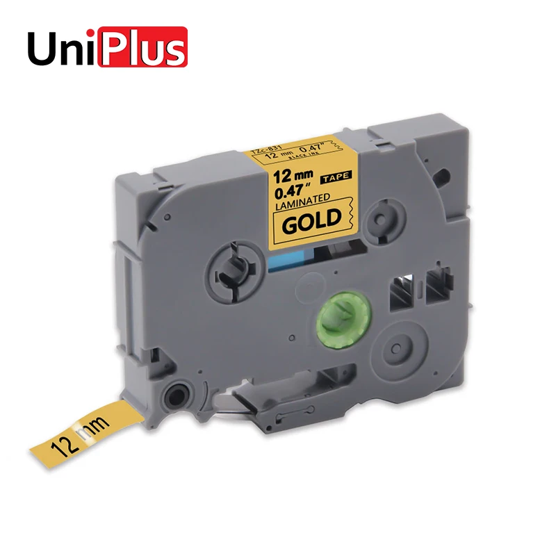 Этикетировочная лента UniPlus черного цвета на золоте 12 мм 831|Ленты для принтеров| |