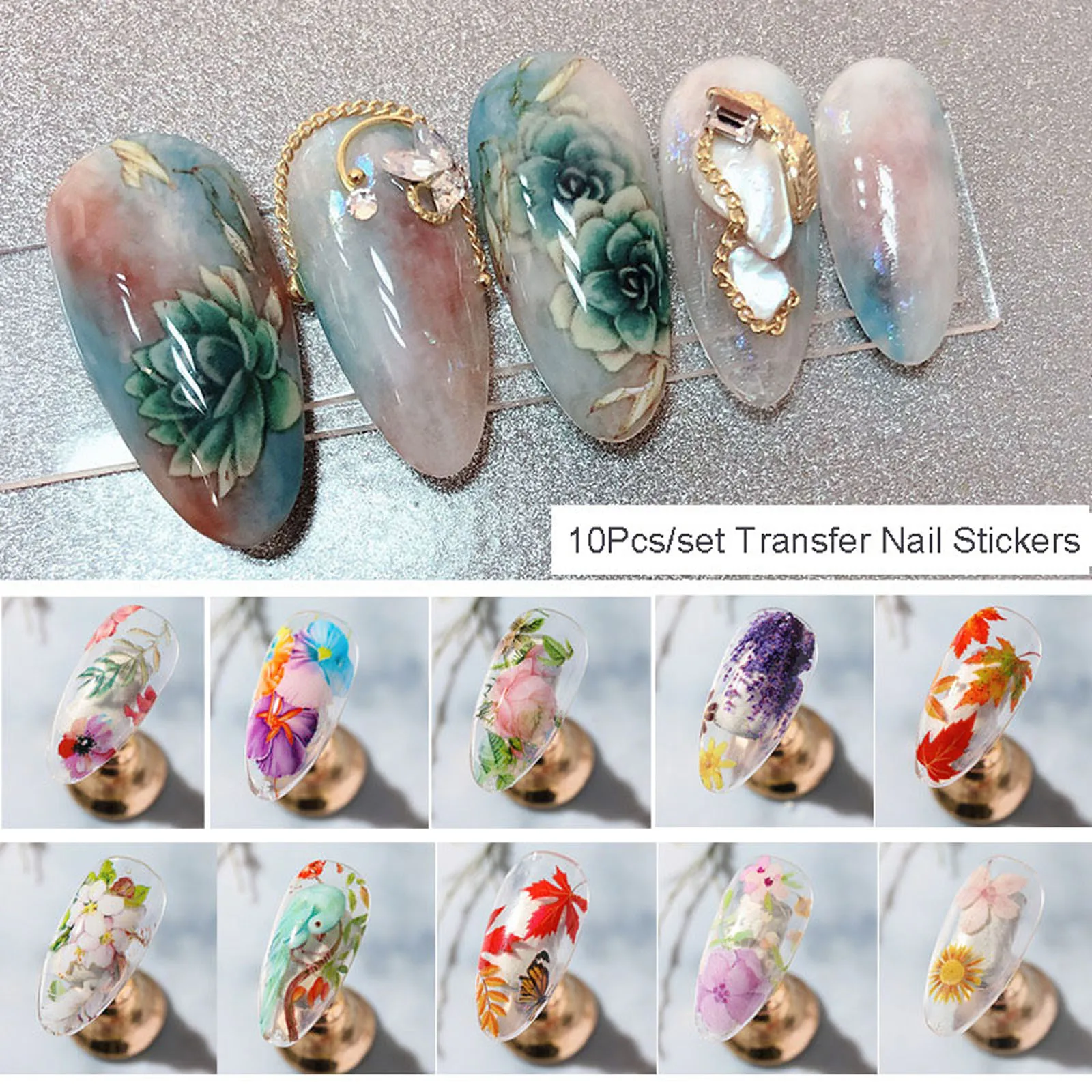 10pcs/set Japanese Style Nail Stickers Spring Elegant Sweet Flower Pattern DIY Nail Art Decoration Manicure Accessories
10pcs/set Japanese Style Nail Stickers Spring Elegant Sweet Flower Pattern DIY Nail Art Decoration Manicure Accessories