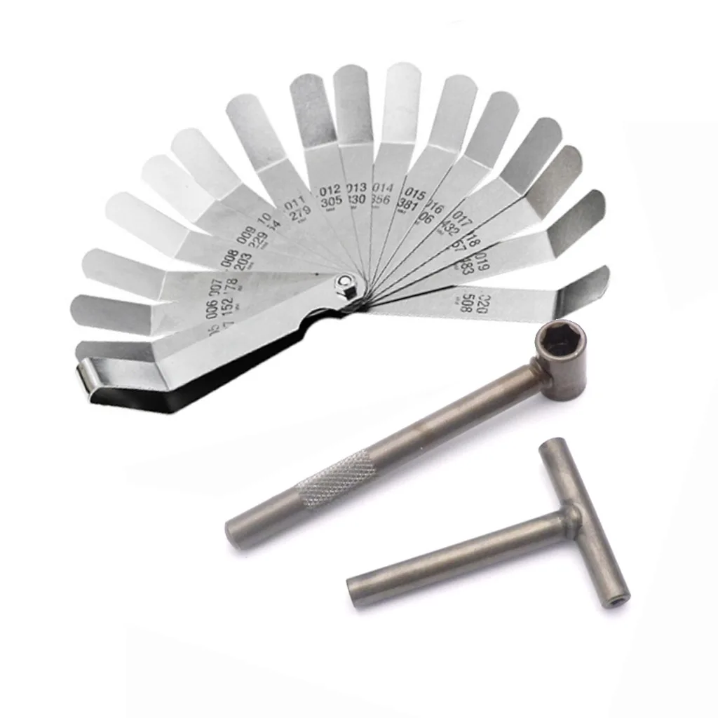 Motorcycle Engine Valve Screw Adjusting Spanner Tool Valve clearance adjustment tools + Feeler gauge 0.005 - 0.020 inch
Motorcycle Engine Valve Screw Adjusting Spanner Tool Valve clearance adjustment tools + Feeler gauge 0.005 - 0.020 inch