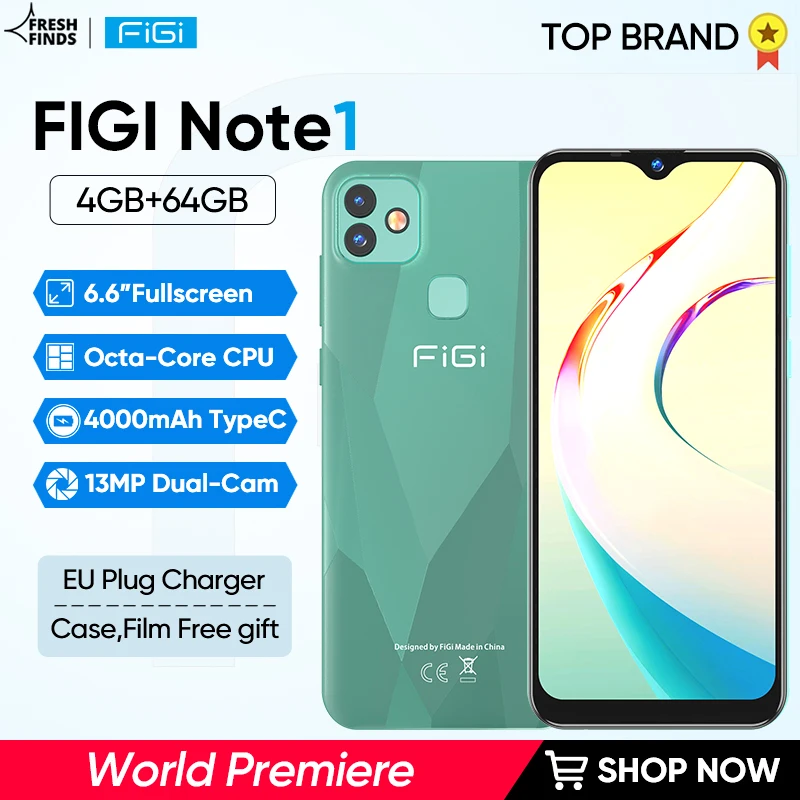 

unlock phone FIGI Note 1 Smartphone 6.6inch Display 4000mAh Battery MTK Helio P25 Octa Core 4GB 64GB Mobile phone 13MP Dual Cam