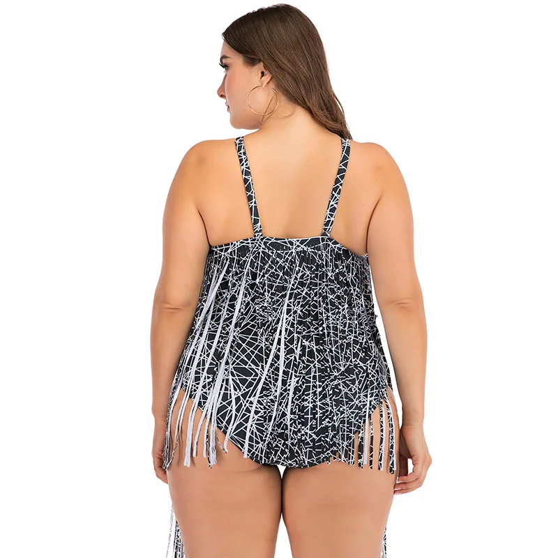 Luren Plus Size Swimwear Swimsuit Women Tassel Swimsuit One Piece Ladies Swimsuit Woman Beach Swimset 2021 Printed Swimsuit