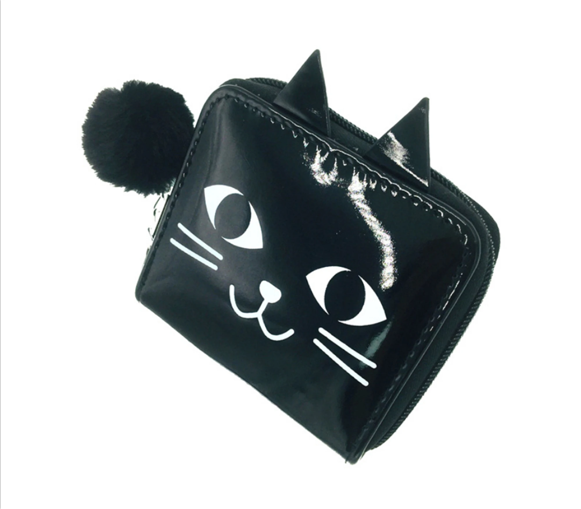 Кошелек с мультяшным рисунком маленького черного кота кошелек для кредитных