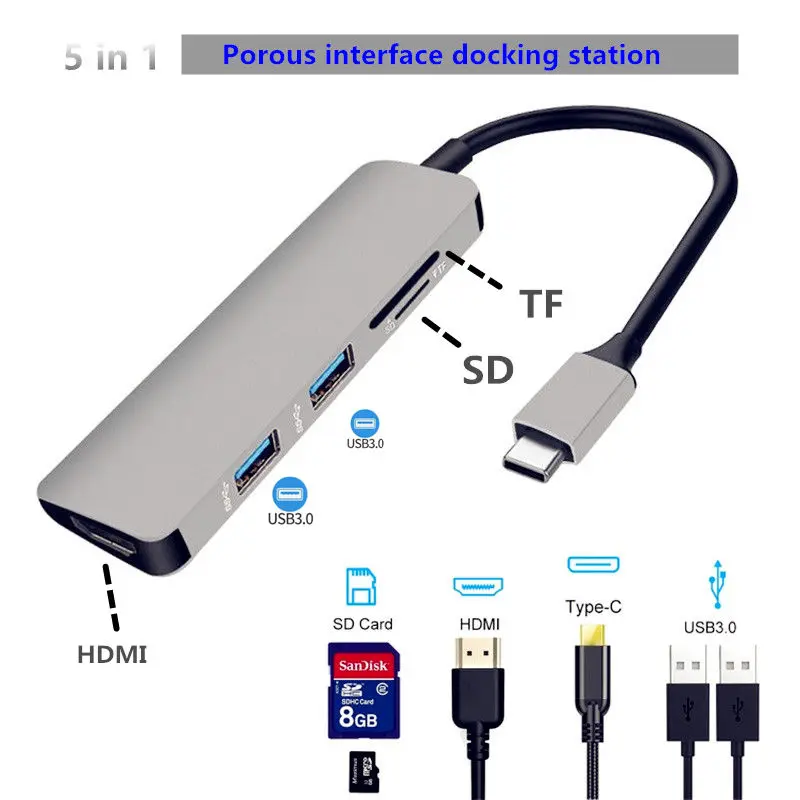Адаптер для зарядки PD с Type C на HDMI USB 3 0 конвертер док станция MacBook xiaomi Samsung Galaxy S8 9plus