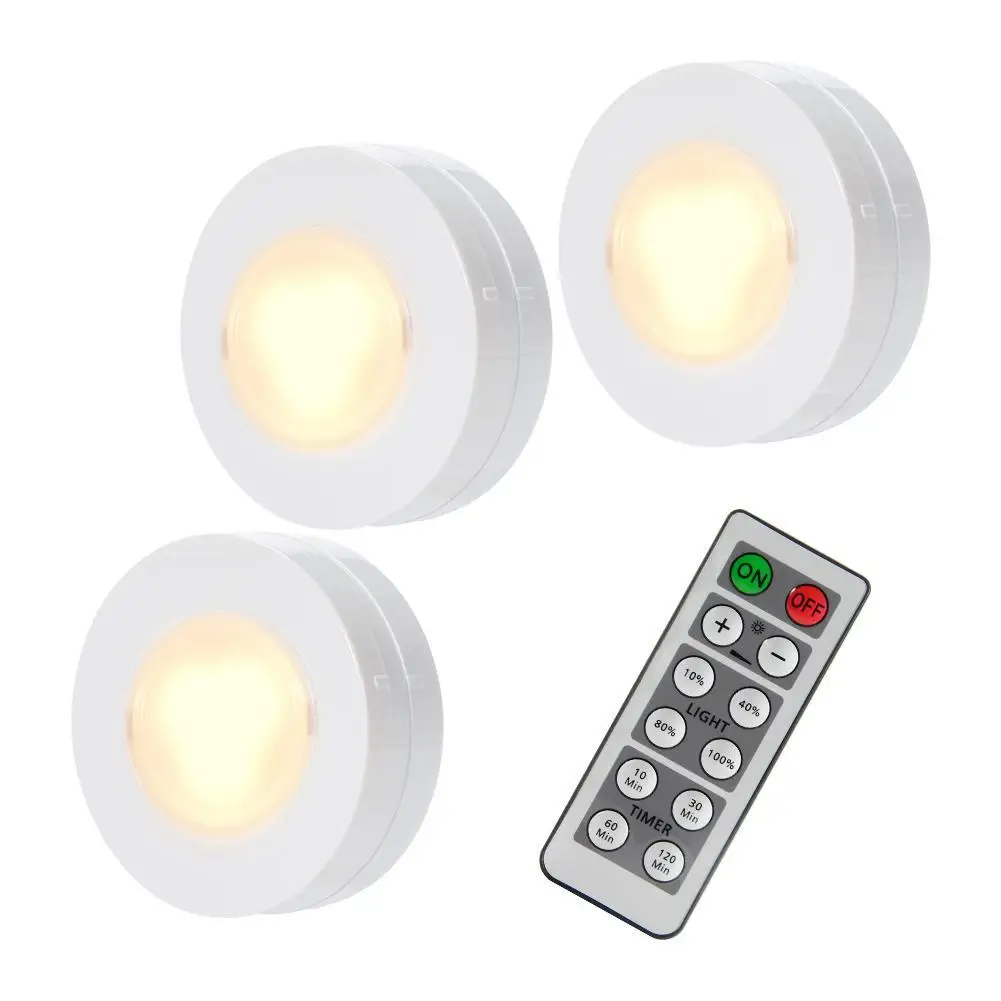 3 Packed LED Puck Lights Remote Controlled Closet Lights Super Bright Under Cabinet Lighting Round Shape Dimmable Light
3 Packed LED Puck Lights Remote Controlled Closet Lights Super Bright Under Cabinet Lighting Round Shape Dimmable Light