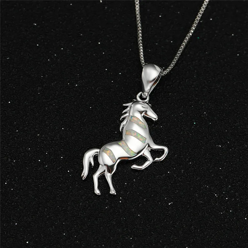 Dainty Female Big Horse Pendant Necklace Boho White Blue Opal Chain Necklaces For Women Vintage Silver Color Wedding Necklace
Dainty Female Big Horse Pendant Necklace Boho White Blue Opal Chain Necklaces For Women Vintage Silver Color Wedding Necklace
