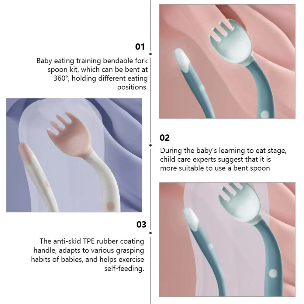 2 Sets Child Eating Training Fork Spoon Soft Bendable Baby Tableware (Boxed)
2 Sets Child Eating Training Fork Spoon Soft Bendable Baby Tableware (Boxed)