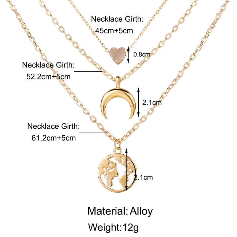 Ailodo Multilayers Heart Moon Map Pendant Necklace For Women Gold Color Party Wedding Statement Necklace Fashion Jewelry 20JUL58
Ailodo Multilayers Heart Moon Map Pendant Necklace For Women Gold Color Party Wedding Statement Necklace Fashion Jewelry 20JUL58