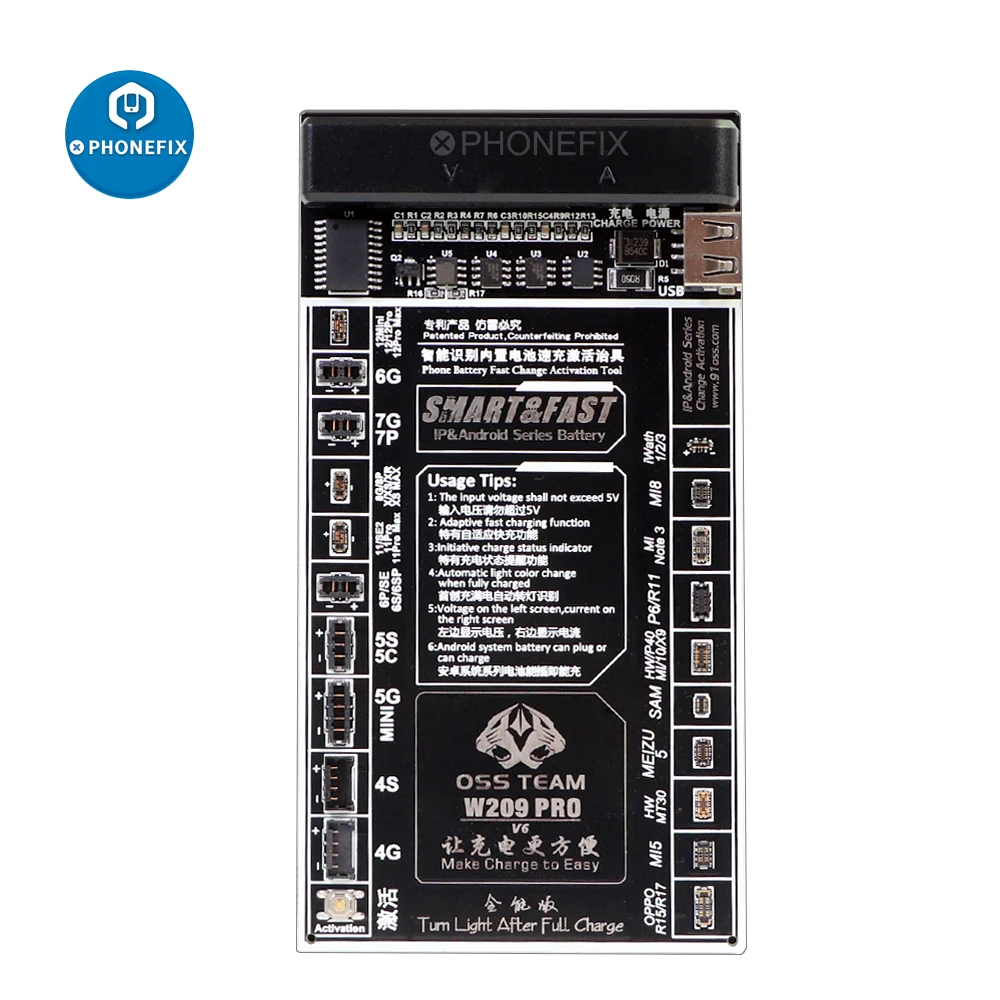 Плата активации аккумулятора W209 Pro 2 в 1 для iPhone 4-8 Xs Xsmax XR 11 12Promax Samsung Xiaomi тестер