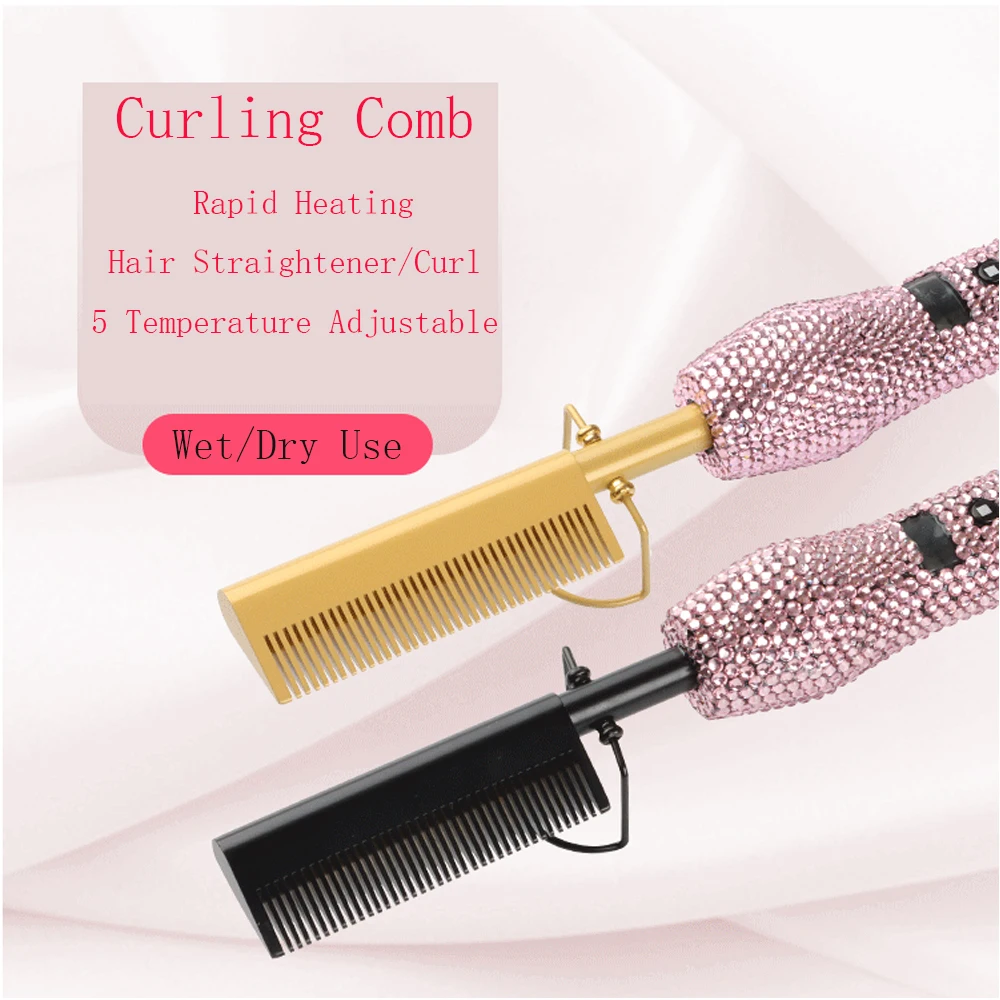 Bling Crystal Diamond Hot Comb High Temperature Hair Straightener Curler 2 in 1 Flat Iron for Arfo Women Bling Hair Straightener
Bling Crystal Diamond Hot Comb High Temperature Hair Straightener Curler 2 in 1 Flat Iron for Arfo Women Bling Hair Straightener