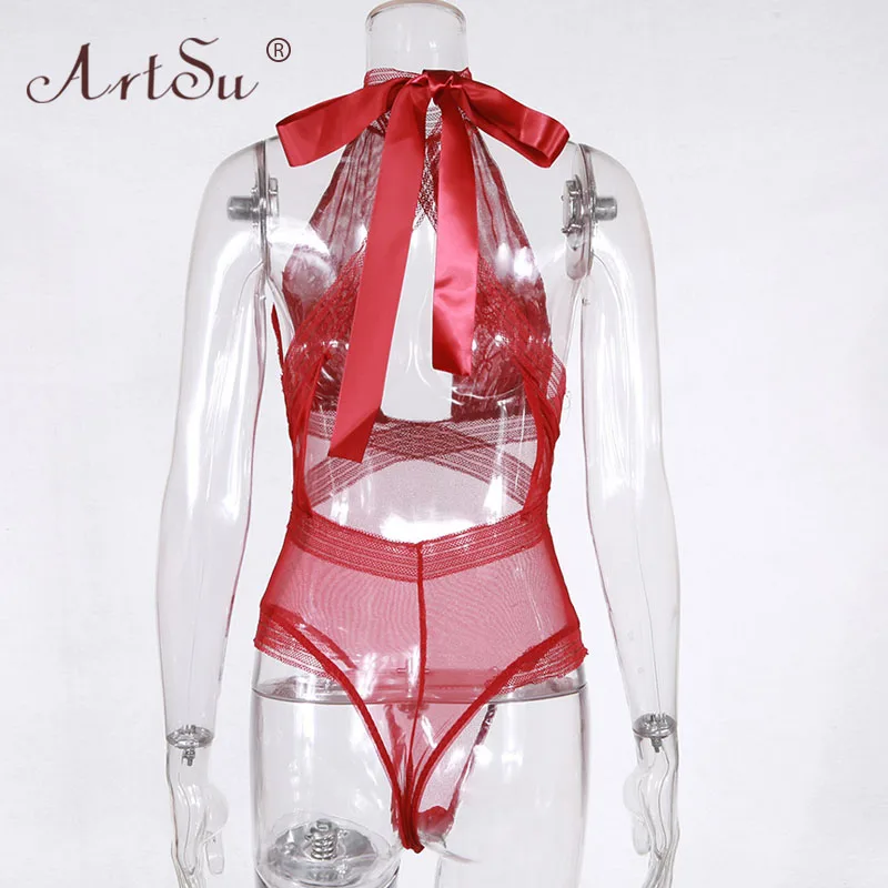 ArtSu Floral Embroidery Hollow Out Bow Lace Up Choker Halter Lace Bodysuit Backless Bandage Mesh Sexy Bodysuits Women Night Club
ArtSu Floral Embroidery Hollow Out Bow Lace Up Choker Halter Lace Bodysuit Backless Bandage Mesh Sexy Bodysuits Women Night Club