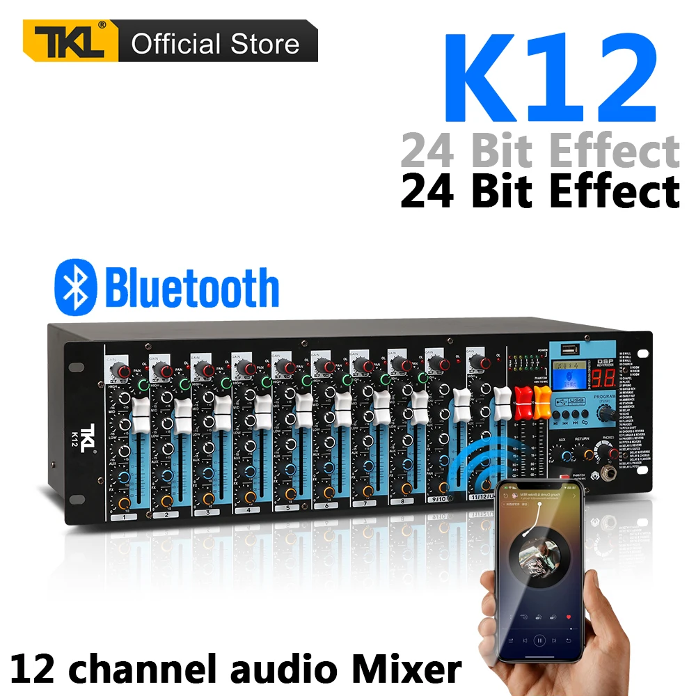 TKL K12 Audio Mixer 12 Channels Professional DJ Mixer 48V Bluetooth USB recording Sound Mixing Console Party Karaoke
TKL K12 Audio Mixer 12 Channels Professional DJ Mixer 48V Bluetooth USB recording Sound Mixing Console Party Karaoke