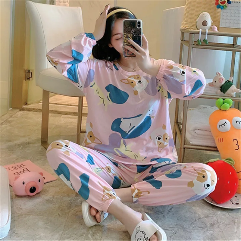 Pajamas Women's Spring and Autumn Long Sleeve Qmilch Set Sexy Korean-style Loose Cute Fashion Sweet Home Services
Pajamas Women's Spring and Autumn Long Sleeve Qmilch Set Sexy Korean-style Loose Cute Fashion Sweet Home Services