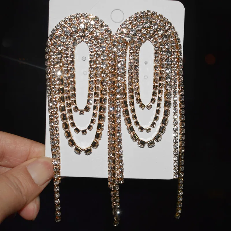 New Arrival Shiny Rhinestone Chain Dangle Earrings For Women Fashion Jewelry Party Show Lady's Statement Earrings Accessories 
New Arrival Shiny Rhinestone Chain Dangle Earrings For Women Fashion Jewelry Party Show Lady's Statement Earrings Accessories