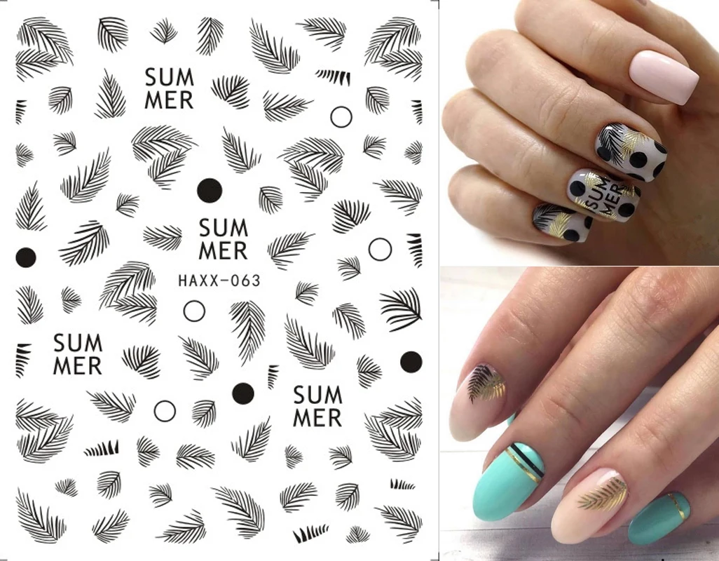 Наклейки для ногтей в виде зеленых листьев 
Наклейки для ногтей в виде зеленых листьев