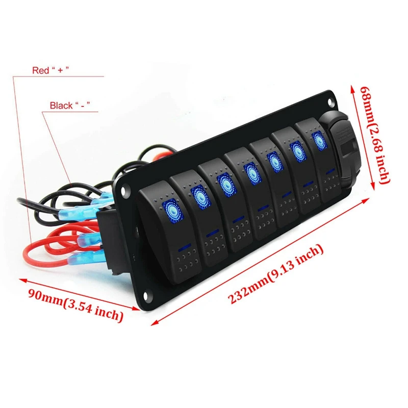 LED Marine Boat Rocker Switch Panel 8 Gang Rocker Switch Panel Kit 12V/24V Circuit Breaker Dual USB Slots Light
LED Marine Boat Rocker Switch Panel 8 Gang Rocker Switch Panel Kit 12V/24V Circuit Breaker Dual USB Slots Light